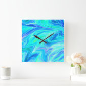 Turquoise Blue Tropical Abstract Vierkante Klok (Huis)