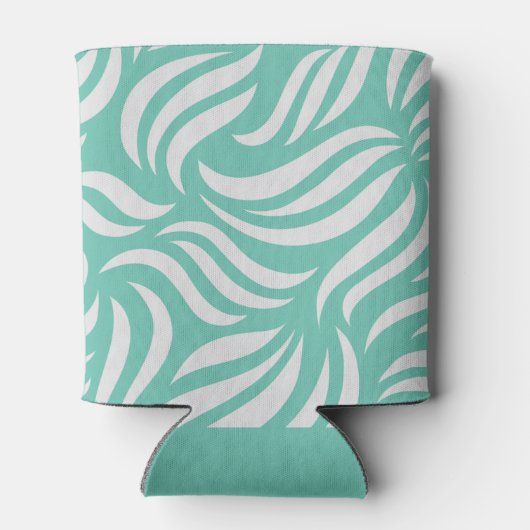 Turquoise Blue Tropical Flamingo Foliage Vacation Blikjeskoeler (Achterkant)