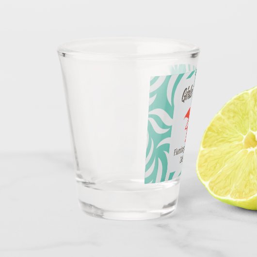 Turquoise Blue Tropical Flamingo Foliage Vacation Shot Glas (Links)