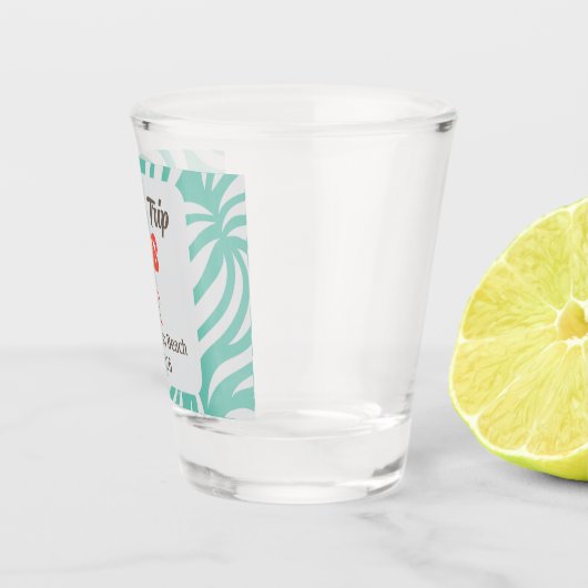 Turquoise Blue Tropical Flamingo Foliage Vacation Shot Glas (Rechts)