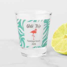 Turquoise Blue Tropical Flamingo Foliage Vacation Shot Glas
