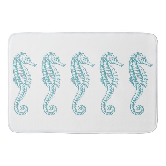Turquoise Blue Tropical Seahorse Blue Beach Theme Badmat (Voorkant)