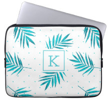 Turquoise-blue tropische bladpatroon