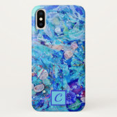 Turquoise Blue Underwater Monogram Textiel Art Case-Mate iPhone Case (Achterkant)