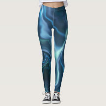 Turquoise & Blue Water Marbling Spandex Leggings