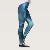 Turquoise & Blue Water Marbling Spandex Leggings (Rechts)