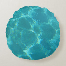 Turquoise Blue Water Round Accent Pillow Rond Kussen
