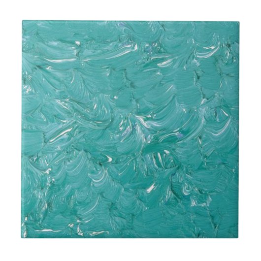 Turquoise Blue Waterverf Abstract patroon Tegeltje (Voorkant)