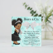 Turquoise Blue Waterverf Baby shower Kaart (Staand voorkant)