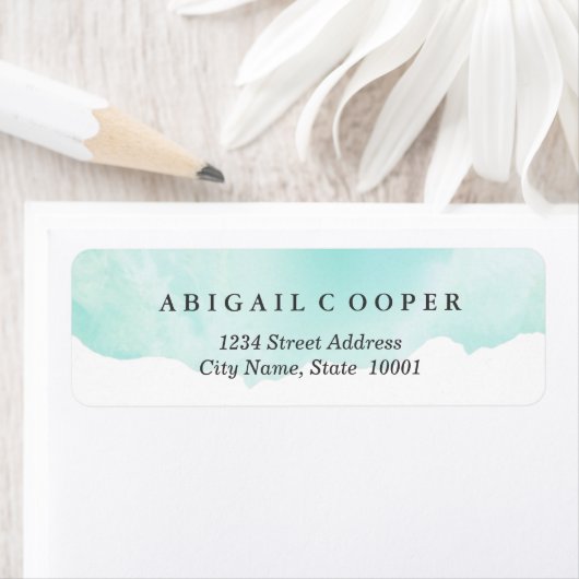 Turquoise Blue Waterverf Label (Insitu)