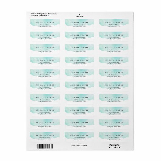 Turquoise Blue Waterverf Label (Full Sheet)