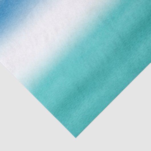 Turquoise Blue Waterverf Ombre Tissuepapier (Detail)