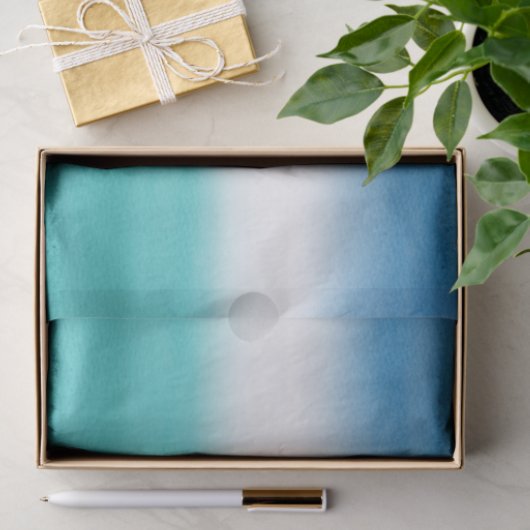 Turquoise Blue Waterverf Ombre Tissuepapier (Geschenk)