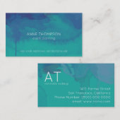 Turquoise Blue waterverf Professionele evenementen Visitekaartje (Voorkant / Achterkant)