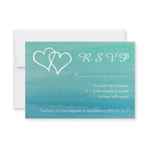 Turquoise blue waterverf RSVP strandtrouwkaarten