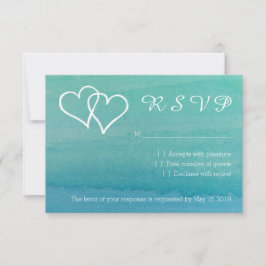 Turquoise blue waterverf RSVP strandtrouwkaarten