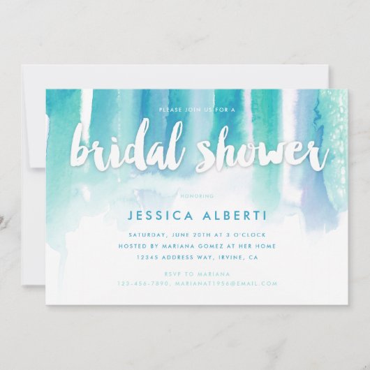 Turquoise Blue Waterverven Vrijgezellenfeest Kaart (Voorkant)