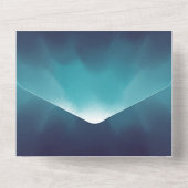 Turquoise Blue Waves Ombre Wedding All In One Uitnodiging (Achterkant)