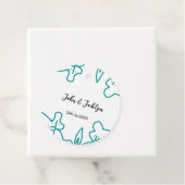 Turquoise blue wedding couple name date flstylish  bedankjes labels (In situ)