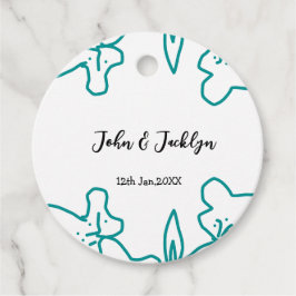 Turquoise blue wedding couple name date flstylish  bedankjes labels