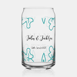 Turquoise blue wedding couple name date flstylish  blikvorm glas