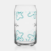 Turquoise blue wedding couple name date flstylish blikvorm glas (Rechts)
