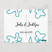 Turquoise blue wedding couple name date flstylish  briefkaart (Achterkant)
