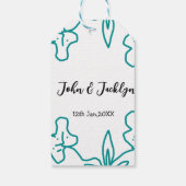 Turquoise blue wedding couple name date flstylish  cadeaulabel (Achterkant)