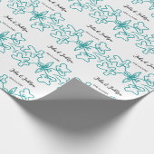 Turquoise blue wedding couple name date flstylish  cadeaupapier (Hoek)