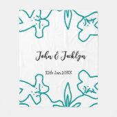 Turquoise blue wedding couple name date flstylish  fleece deken (Voorkant)