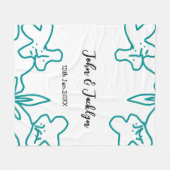 Turquoise blue wedding couple name date flstylish fleece deken (Voorkant (Horizontaal))