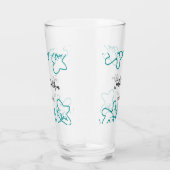 Turquoise blue wedding couple name date flstylish  glas (Rechts)
