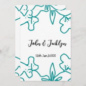 Turquoise blue wedding couple name date flstylish  kaart (Voorkant / Achterkant)