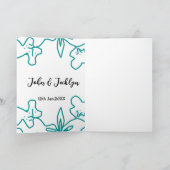 Turquoise blue wedding couple name date flstylish  kaart (Binnen)