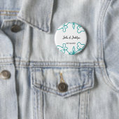 Turquoise blue wedding couple name date flstylish  ronde button 5,7 cm (In situ)