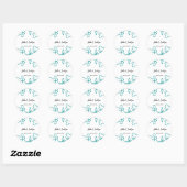 Turquoise blue wedding couple name date flstylish  ronde sticker (Vel)