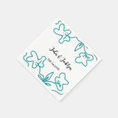Turquoise blue wedding couple name date flstylish  servet (Hoek)