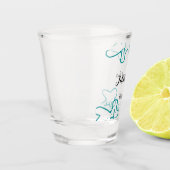 Turquoise blue wedding couple name date flstylish  shot glas (Links)