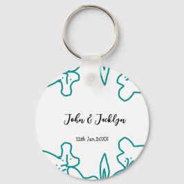 Turquoise blue wedding couple name date flstylish  sleutelhanger