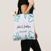 Turquoise blue wedding couple name date flstylish  tote bag (Dichtbij)
