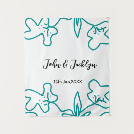 Turquoise blue wedding couple name date flstylish  wandkleed