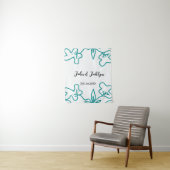 Turquoise blue wedding couple name date flstylish wandkleed (In situ)