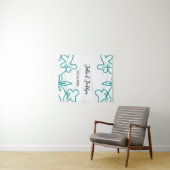 Turquoise blue wedding couple name date flstylish wandkleed (In Situ (horizontaal))