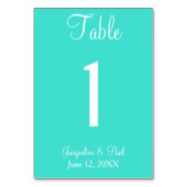 Turquoise Blue Wedding Table No. Kaarten (Voorkant)