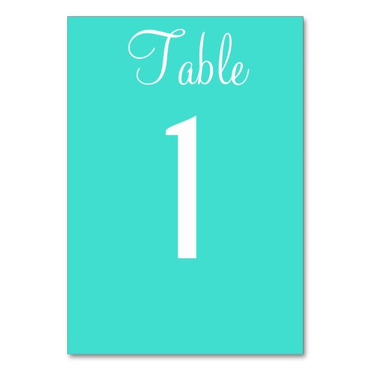 Turquoise Blue Wedding Table No. Kaarten (Voorkant)