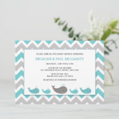 Turquoise Blue Whales Boy Baby shower Uitnodigen Kaart (Staand voorkant)