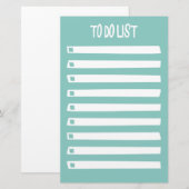 Turquoise Blue White Simple Girly om lijst te doen Briefpapier (Voorkant / Achterkant)