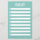 Turquoise Blue White Simple Girly om lijst te doen Briefpapier (Voorkant)