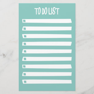 Turquoise Blue White Simple Girly om lijst te doen Briefpapier