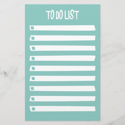 Turquoise Blue White Simple Girly om lijst te doen Briefpapier (Voorkant)